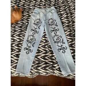 Vintage Embroidered D’Mode Classix Straight Leg High Rise Denim Jeans Size 11/12